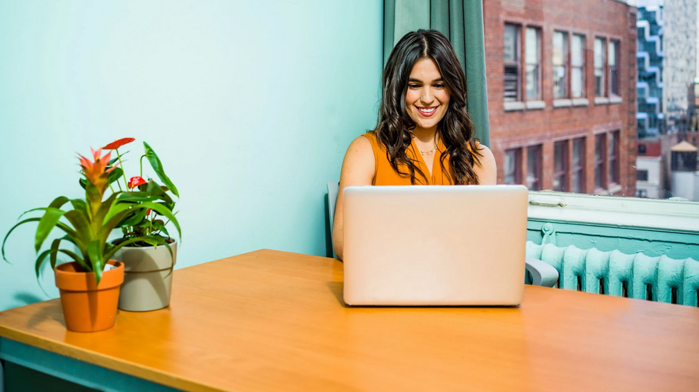a woman on a laptop