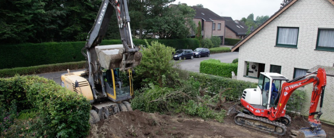 mini excavator at work